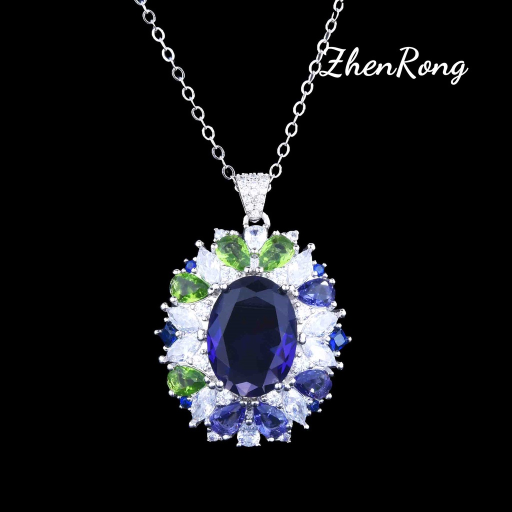 Goldkingdom Aksesoris Perhiasan Fashion Ready Stock Taman Mimpi Set Berlian Ungu Liontin Cincin Anting Zirkon Kalung