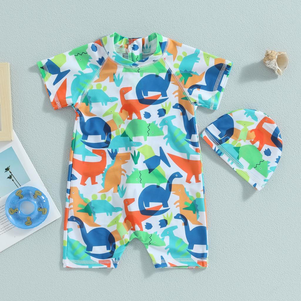 Baju Monyet Renang Anak Laki-laki Pakaian Renang Musim Panas Pantai Celana Pendek + Topi Baju Renang