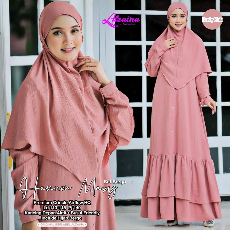 HANUM SYARI free Hijab ORI ALZAINA | Busui, Crinkle Airflow Premium