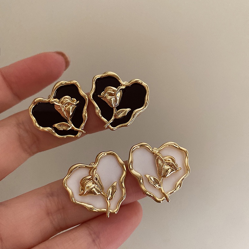 Super Peri Prancis Retro Hati Tulip Anting Telinga Studs Untuk Aksesori Busana Gadis Manis