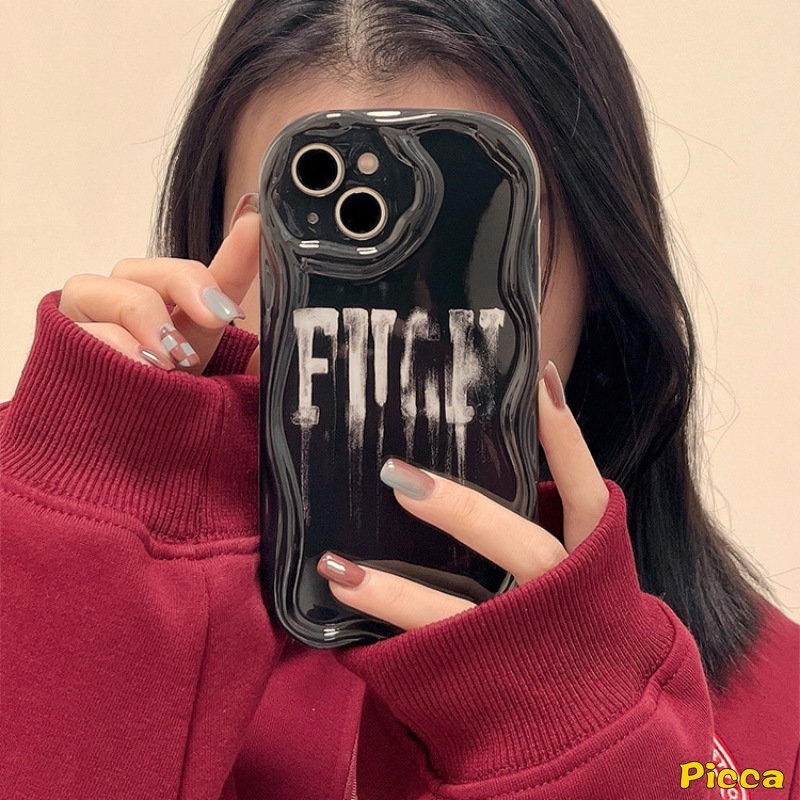 Soft Case Glossy Tepi Melengkung Bergelombang 3D Untuk Samsung A04 A14 A23 A50 A30s A11 A20 A24 A13 A04s A30 A20s A02s A21s A03s A52 A10s A51 A03 A12 A32 Graffiti Ice Cream Huruf Inggris Case