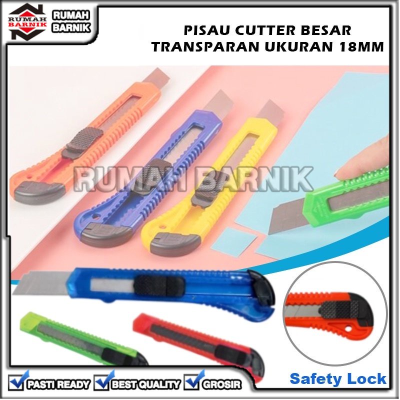 

[RB] PISAU CUTTER ALAT POTONG KERTAS WARNA WARNI TRANSPARAN BESAR SUPER TAJAM UKURAN 18 MM