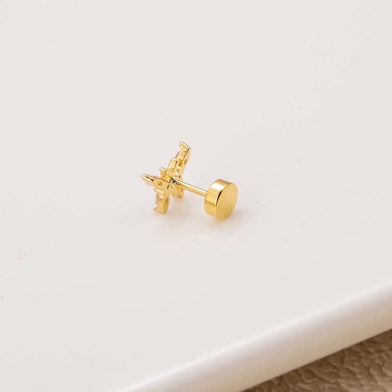 1biji Anting Tulang Rawan Tragus Helix Earring 20Gauge Piercing Stainless Steel Stud Kupu-Kupu Hati Burung Hantu Bentuk Kuda