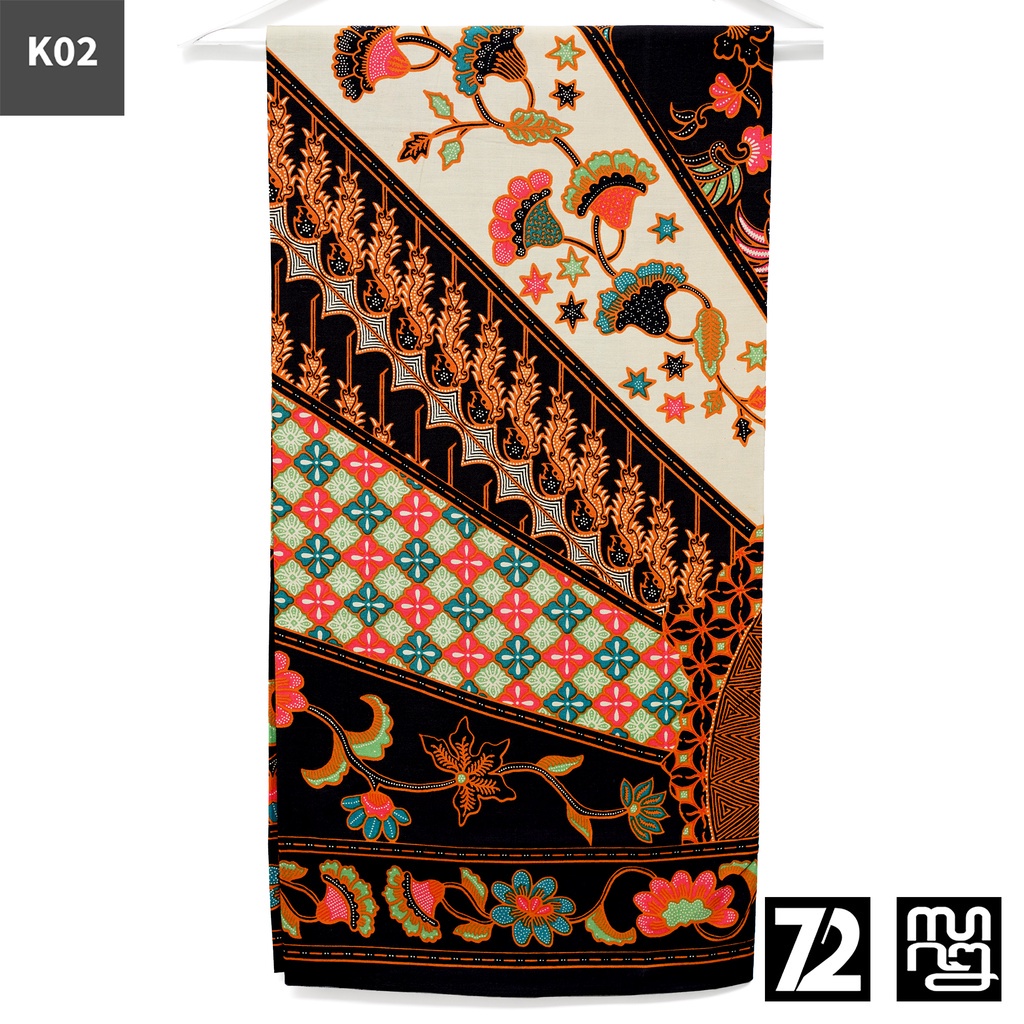 KAIN BATIK KATUN Premium Motif Burung Multi Motif Warna Hitam Cream 723669 Cap 72 Jarik Jarit Samping Kebat Panjang Batik Katun Modern Premium Bahan Seragam Batik Pernikahan Kantor Keluarga Murah Kamen Jadi Batik Bali Lembaran