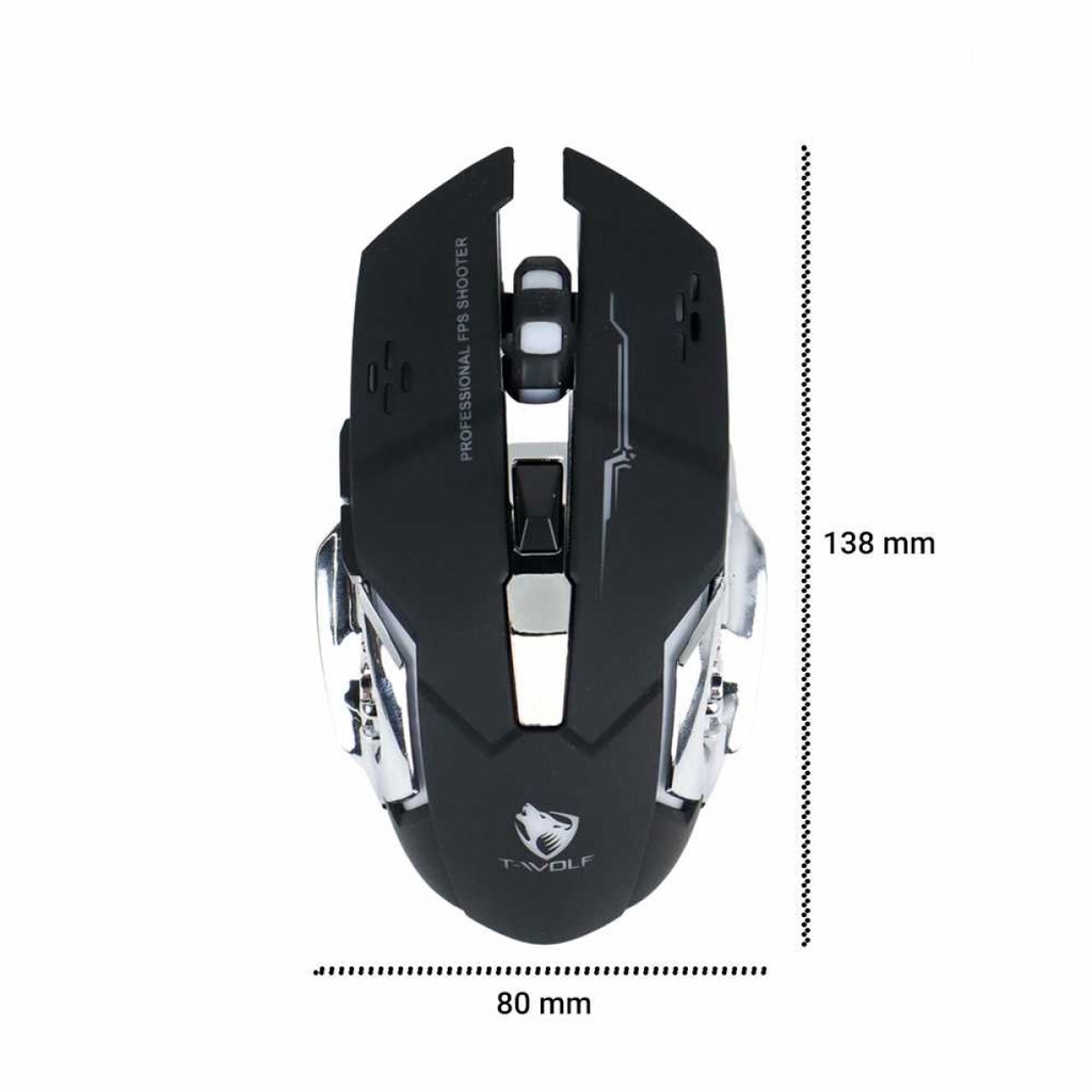 T-WOLF Mouse Gaming Wireless LED RGB Light Rechargeable 2400 DPI - Q13