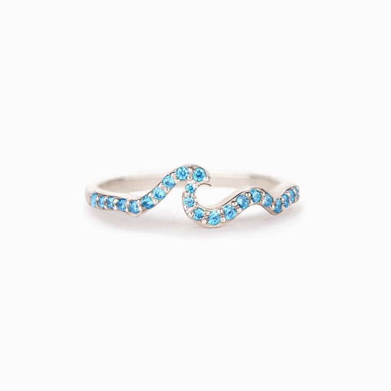 Wanita Desain Niche Ringan Mewah Gaya Jepang High-End Wavy Ring