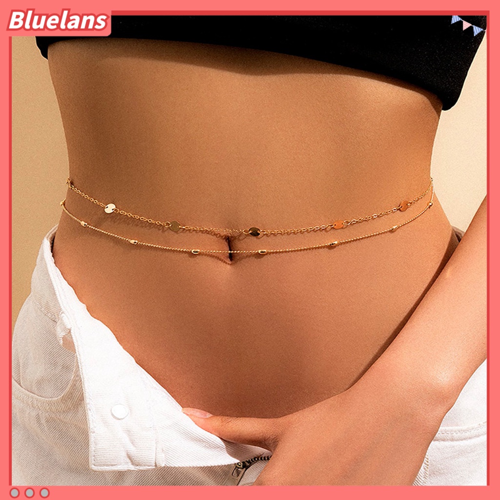 [BLS] 2pcs Body Chains Sexy Double Layer Adjustable Handmade Payet Bulat Hias Anti Karat Wanita Vintage Minimalis Rantai Pinggang Aksesoris Wanita