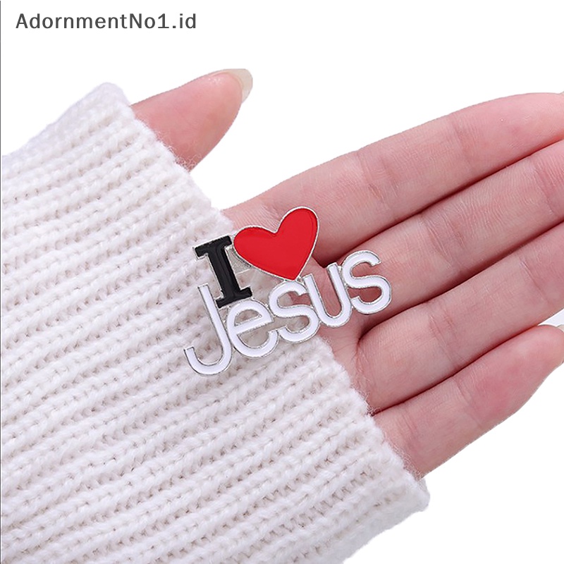 [AdornmentNo1] Trendy Bros Pin I LOVE JESUS Saint Christ Metal Badge Lapel Pin Vintage Boutonniere Kerah Wanita Tas Sweater Bros Perhiasan [ID]