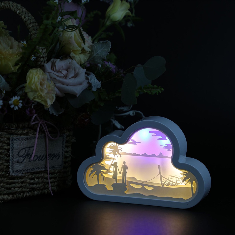 Lampu Berbentuk Awan Dan Lampu Pemotong Kertas Bayangan 3D Dekorasi Ideal Untuk Hadiah Hari Valentine Ulang Tahun Kamar Tidur