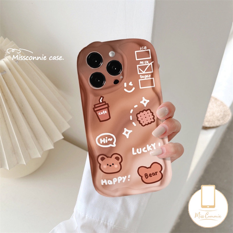 Case Donat Kopi Gradasi Kartun Beruang Lucu Untuk Redmi Note12 10s 11 11s 10 Pro Max 10Pro Redmi A1 9T 10 9 10A A2 10C 9A 9C NFC POCO M3 Lembut 3D Bergelombang Penutup Tepi Melengkung