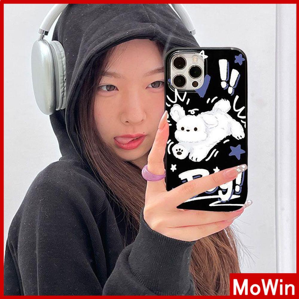 Mowin - For iPhone 14 Pro Max iPhone Case Black Glossy TPU Soft Case Shockproof Protection Camera Cute Doodle Cat Compatible with iPhone 13 Pro max 12 Pro Max 11 xr xs max 7 8Plus