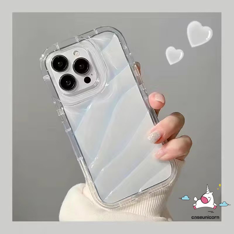 Casing Ponsel Pola Bergelombang Kreatif Kompatibel Untuk IPhone 7Plus Xr11 14 13 12 Pro MAX 6 6S 7 8 Plus X XS MAX SE 2020 Mewah Simple Bening Warna Macaron 3D Stereo Soft Cover