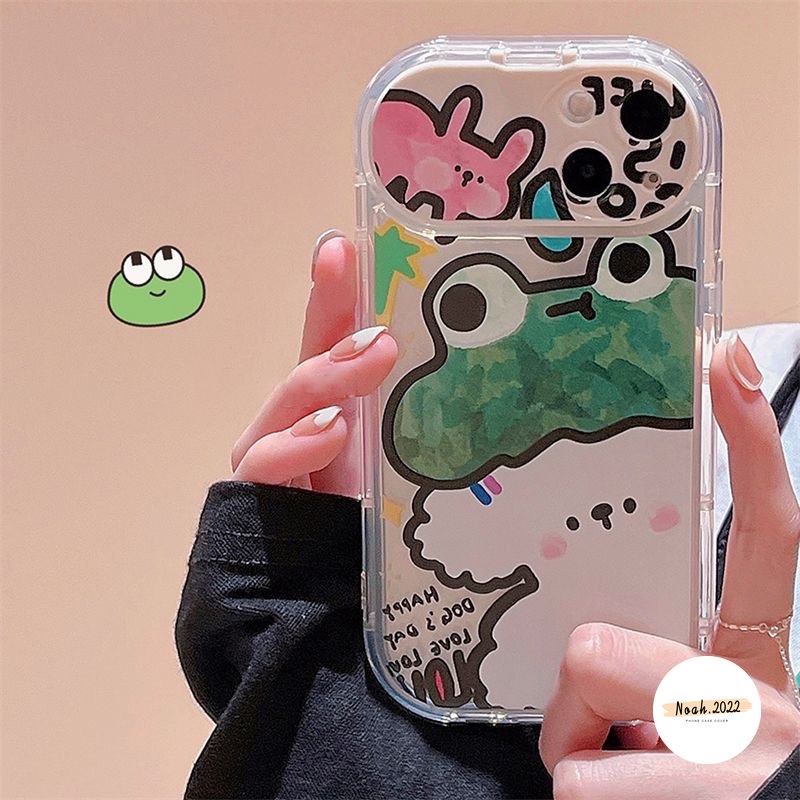 Case Kompatibel Untuk IPhone 11 Pro Max7 8 Plus 14 12 13 Pro MAX XR X XS MAX SE 2020 Kartun Hewan Beruang Lucu Kodok Kelinci Anjing Shockproof Kreatif Flip Make Up Cermin Soft TPU Case