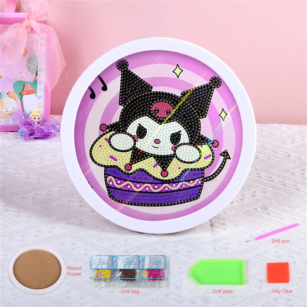 Painting Sanrio Diy Lukisan Berlian untuk Anak-anak Pemula Mudah Kristal Berlian Kartun Stiker Berlian Anak Edukasi Buatan Tangan Lukisan Berlian