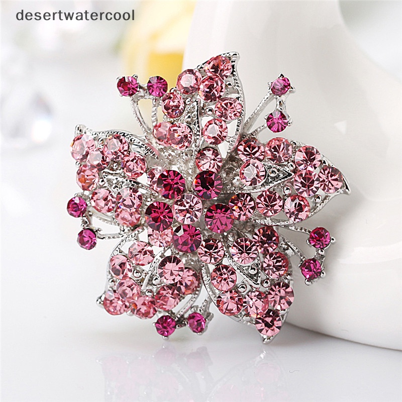 Deid Wanita Fashion Kristal Bunga Besar Bros Pin Berlian Imitasi Pesona Pernikahan Bros Martijn