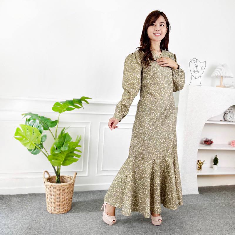 Aimel Fishtail Maxi Dress Bahan Katun Poly AFM001