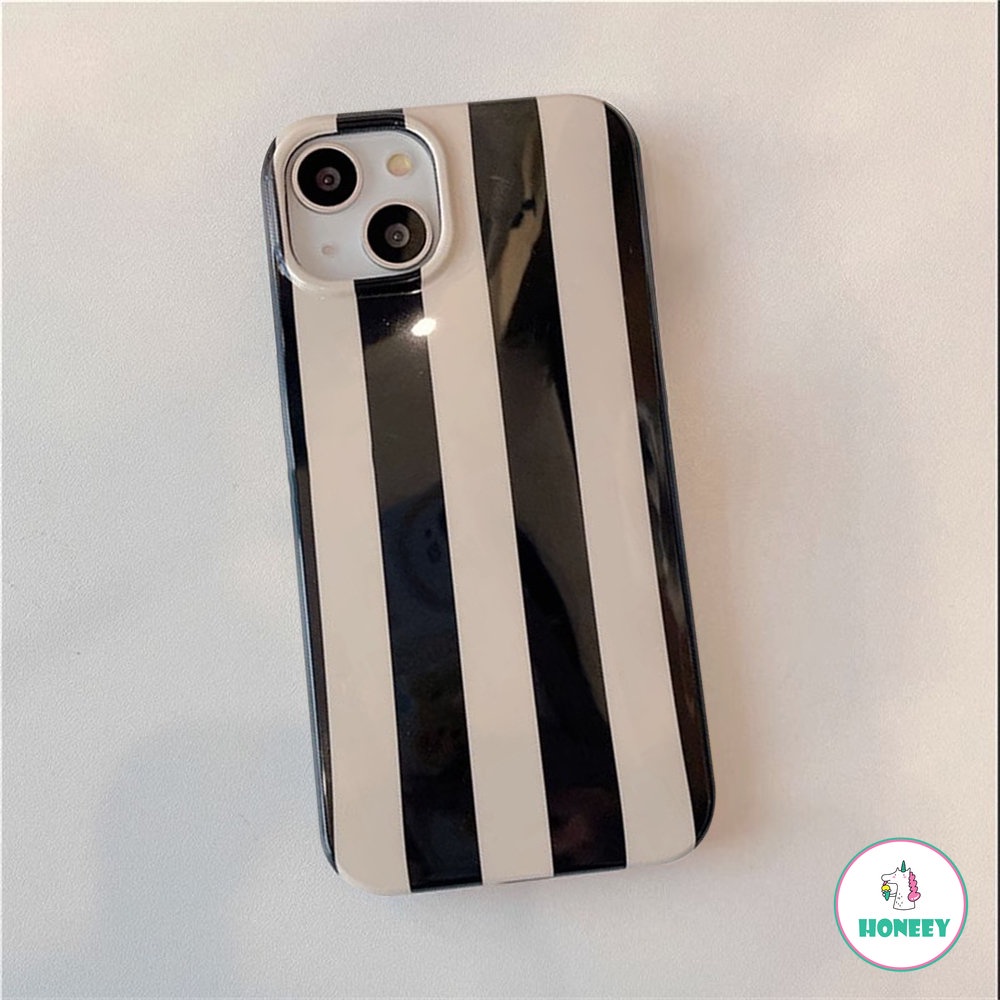 Casing Ponsel Garis Hitam Sederhana Kompatibel Untuk Apple14 Case iPhone 11 Pro Max13 14 12 Pro Max Untuk iPhone XR 87 Plus Penutup Belakang Tahan Guncangan