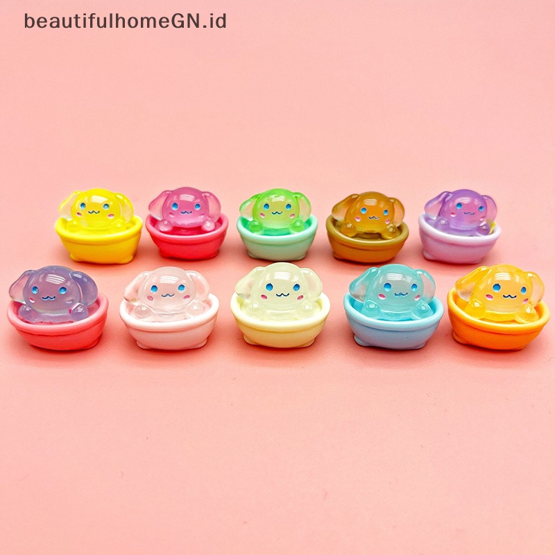 {Cantik} 2pcs Ornamen Anjing Resin Bercahaya Kreatif Indah Kawaii Kartun Ornamen Dekorasi~