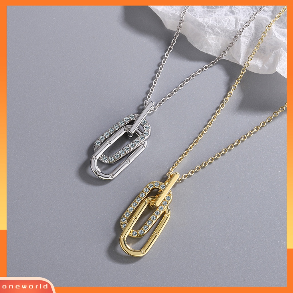 [ONE] Wanita Kalung Huruf Cincin Berlian Imitasi Perhiasan Berkilau Tahan Lama Liontin Kalung Untuk Pernikahan