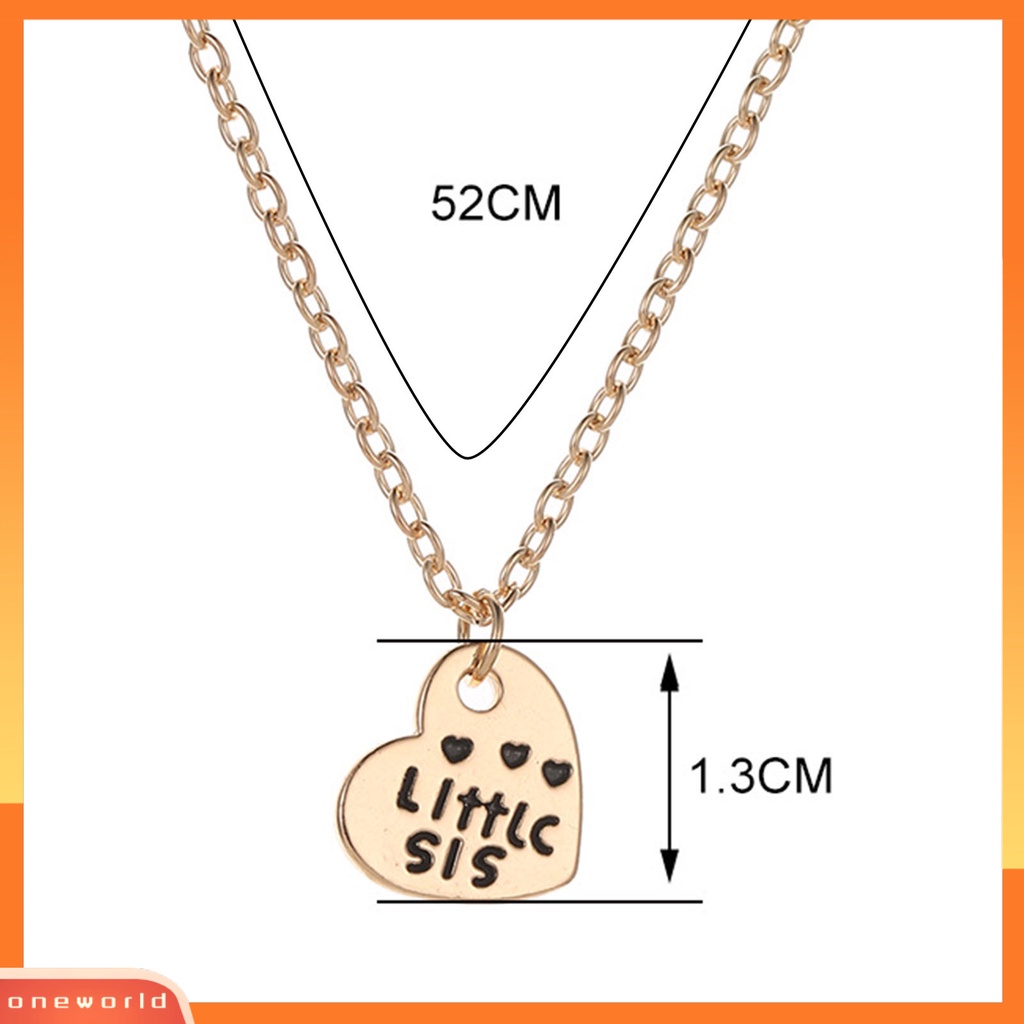 [ONE] 3 Pcs/Set Sister Kalung Set Bentuk Hati Keluarga Warna Kontras Siblings Tiga Saudara Lady Kalung Set Hadiah