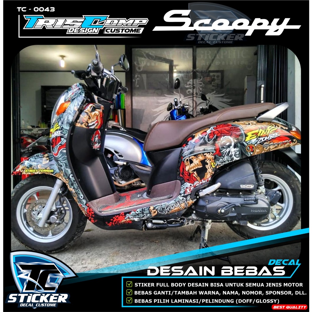 Decal Scoopy Sticker Full Body Desain Keren Terbaru - Dekal Stiker Fullbody Motor Honda Scoopy Desai