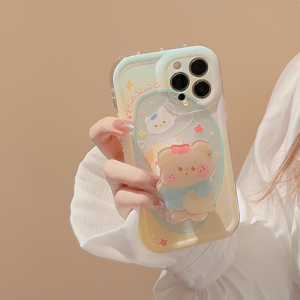 IPHONE Musim Panas Warna Cahaya Hewan Lucu Kartun Anti-Jatuh Transparan Casing Ponsel Cover Untuk Iphone11 12 13 14 PLUS PRO MAX