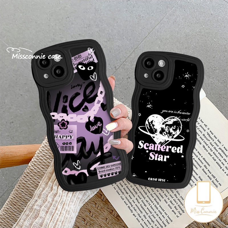 Case Untuk Realme C55 C12 C53 C33 C35 C15 10 9i 7 5 6i 8 C30 C20 C17 C11 C25s C25 C25Y 5s C21Y 8i 7i C20A C3 5i 8Pro 9pro+Fashion Checkerboard Bagus Love Hati Bintang Bergelombang Tepi Sarung