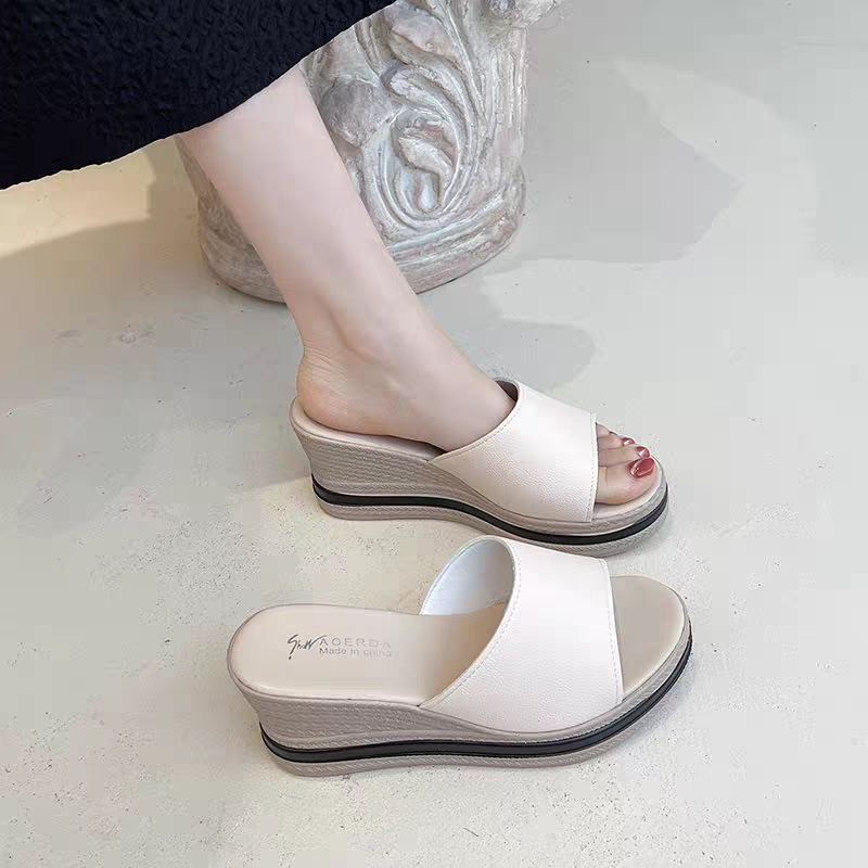 COD Sneakersdaily 572 Sandal Wedges Slip On Hak Tinggi Wanita Import Premium