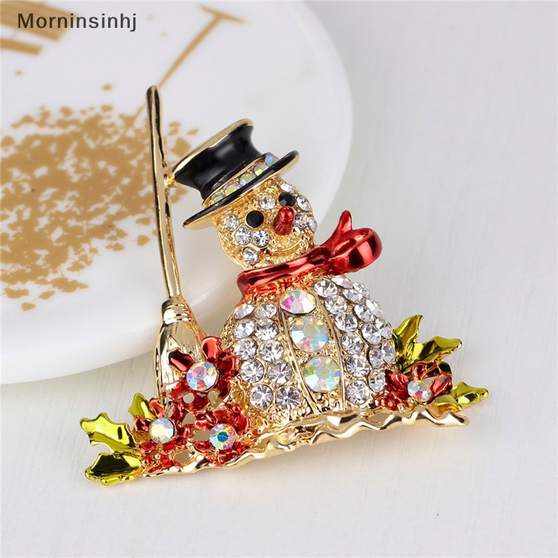 Mornin Panas Gaya Baru Indah Ctystal Berlian Imitasi Natal Snowman Bros Pin Xmas GiftsHot FashionStyle Indah Ctystal id