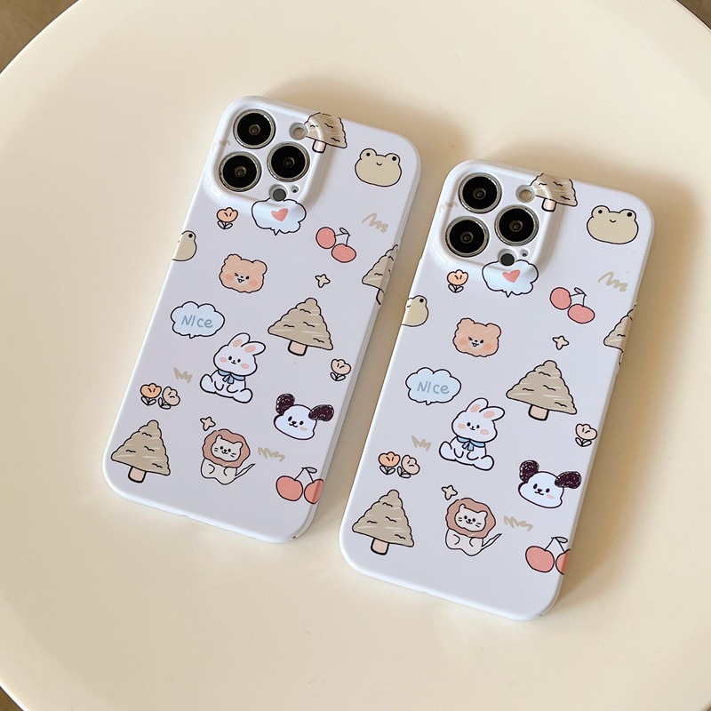 IPHONE Casing Plastik Keras Kartun Animal Bagus HP iP Iphone14+Plus X XS XR 11 12 13 Pro Max FTD Woman Girl Casing Apple