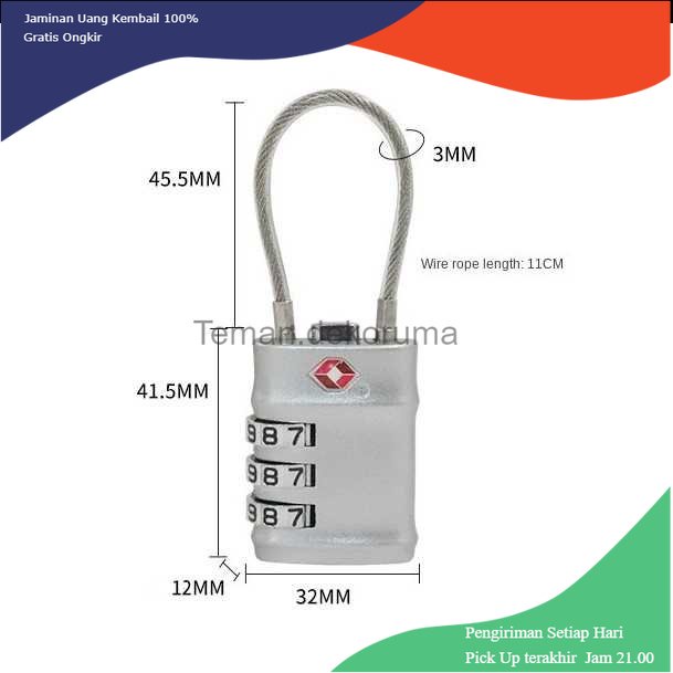 TD - DPR CoolCell Gembok Koper Angka 3 Digit Suitcase Password TSA Lock - TSA201