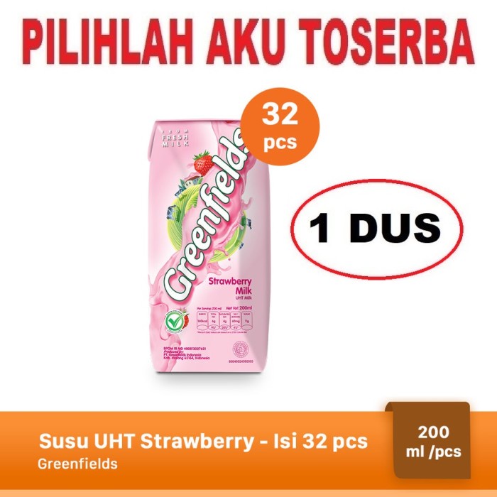 Susu Greenfields STRAWBERRY 200 ml - ( HARGA 1 DUS ISI 32 )