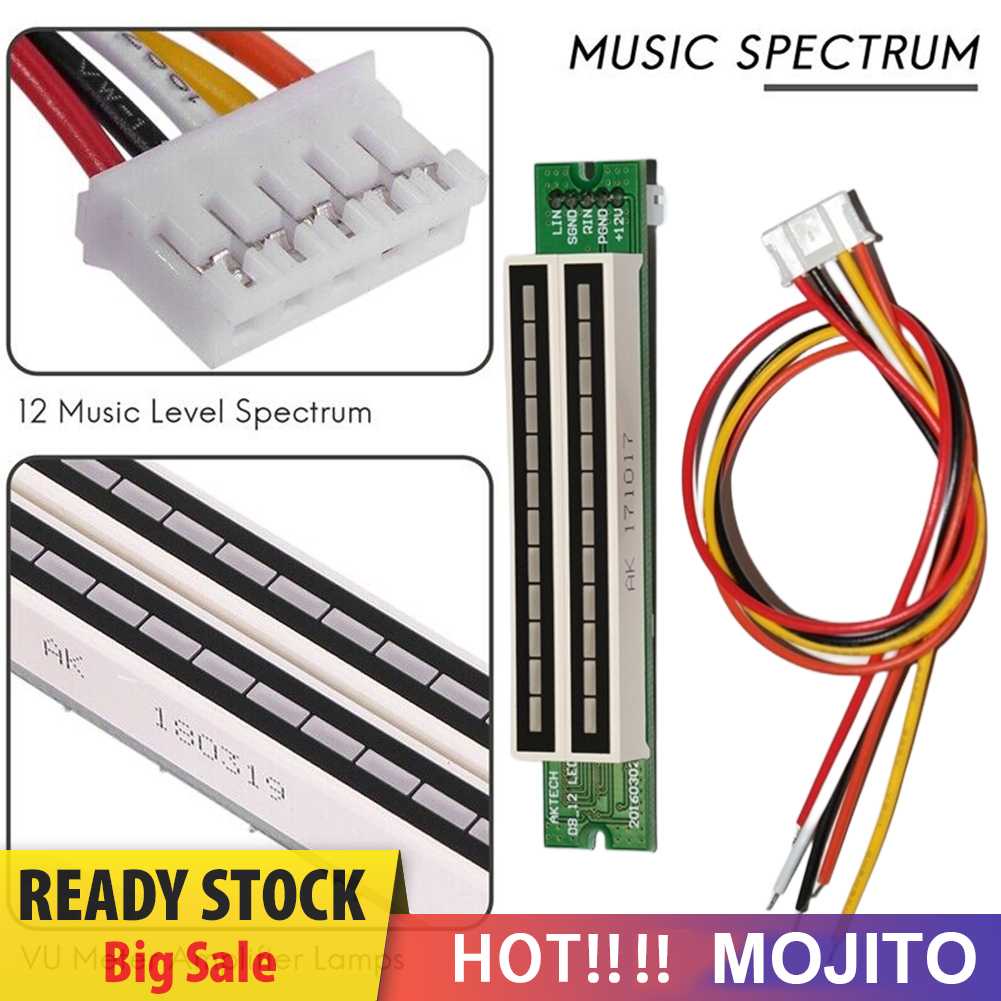 Dual Channel 12bit VU Meter Stereo Amplifier Board Kecepatan Cahaya Yang Dapat Disesuaikan 7-12V