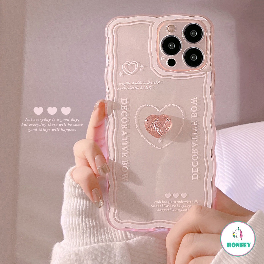 IPHONE Casing Ponsel 3D Love Heart Transparan Shockproof Lucu Untuk Iphone11 12 13 14 Pro Max X XR Xs7 8 Plus Soft TPU Cover