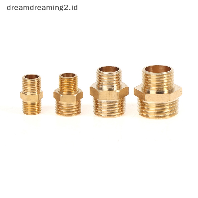 (drea) Pipa Kuningan Hex Nipple Adapter BSP Male to Male Drat Air Minyak Gas Connecto //