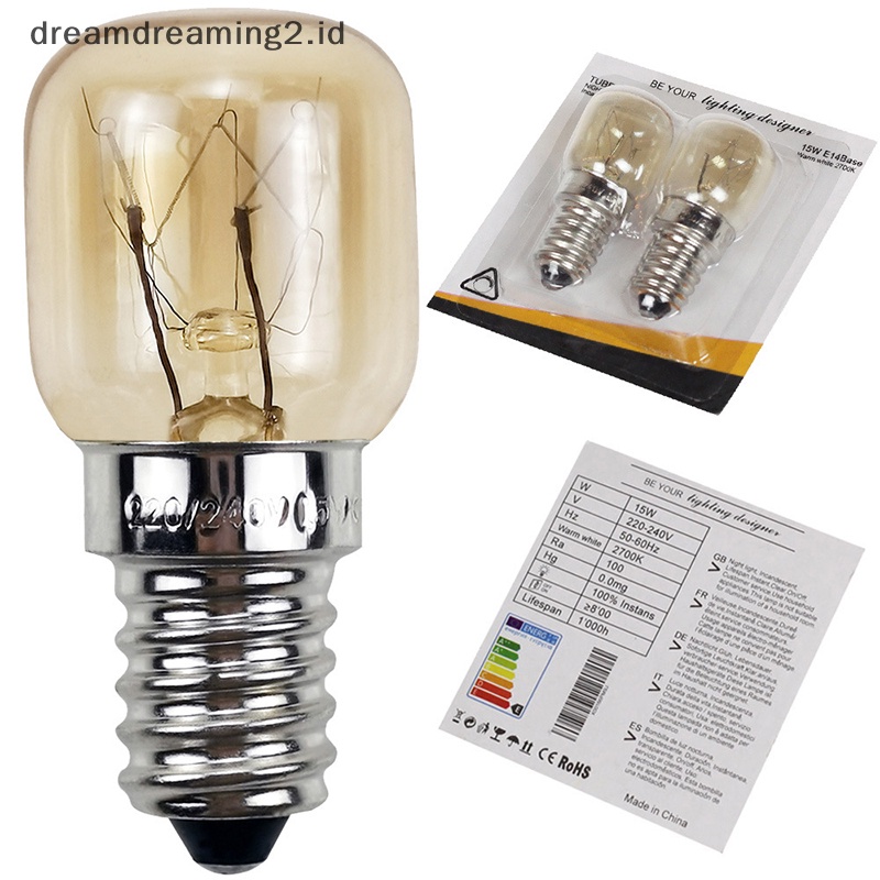 (drea) 2pcs 15/25W 220V E14 300derajat Lampu Oven Microwave Tahan Suhu Tinggi //