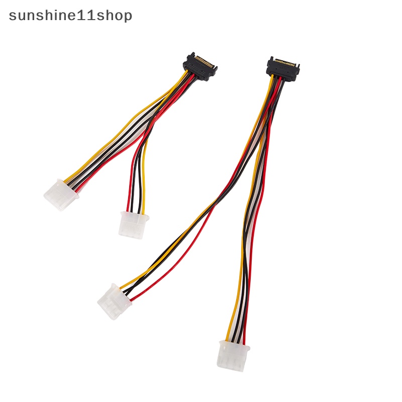 Sho 20 /30cm Kabel Ekstensi Power SATA 4pin Male To Molex IDE Dual Big 4pin Female Cable Adapter Untuk HDD Hardisk Kawat Aksesoris N