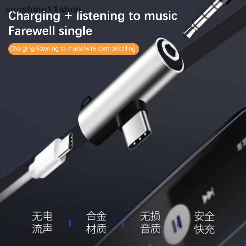 Sho 2-In-1 Charging Type-C To Type-C Male To Female Adaptor Headphone Jack 3.5mm N