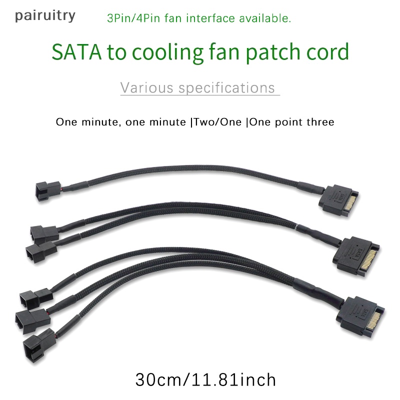 Prt High Quality Konektor Kabel Power Splitter Ekstensi Kipas PC 3pin 4pin Cooling Hub Splitter Cable SATA Power Supply Adaptor PRT