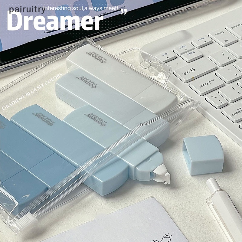 Prt 6pcs /set Ins Pita Koreksi Warna Gradien Siswa Pita Koreksi Portabel Sederhana Kawaii Alat Tulis Korea Untuk Kantor Sekolah PRT