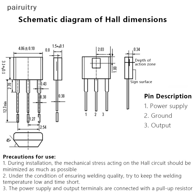 Prt 5Pcs Electrocar Hall Sensor Brushless Motor Hall Komponen3144 Dengan Cable Hall Electric Machine Hall Sensor PRT