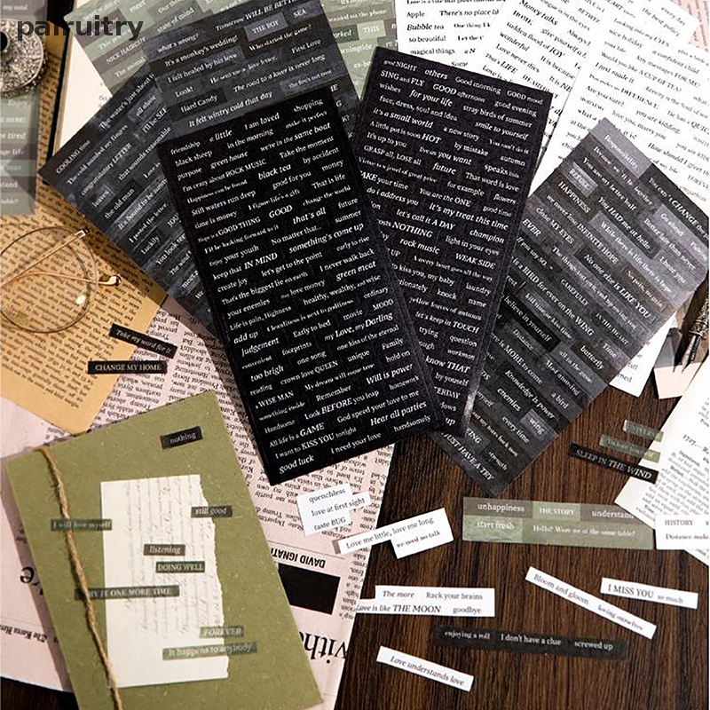 Prt 1set Alfabet Stiker Kreatif Ungkapan Dekorasi Alat Tulis DIY Scrapbooking Perekat Stiker Kutipan Inggris Sticker PRT