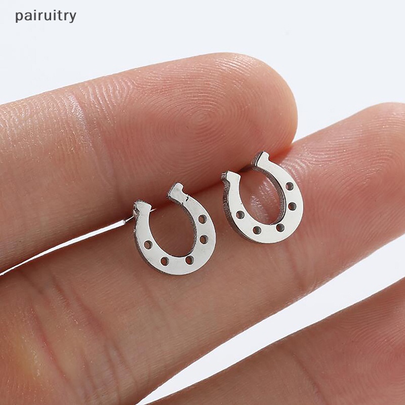Prt 1pasang Anting Tusuk Bentuk U Bahan Stainless Steel Minimalis Horse Shoe Earing PRT