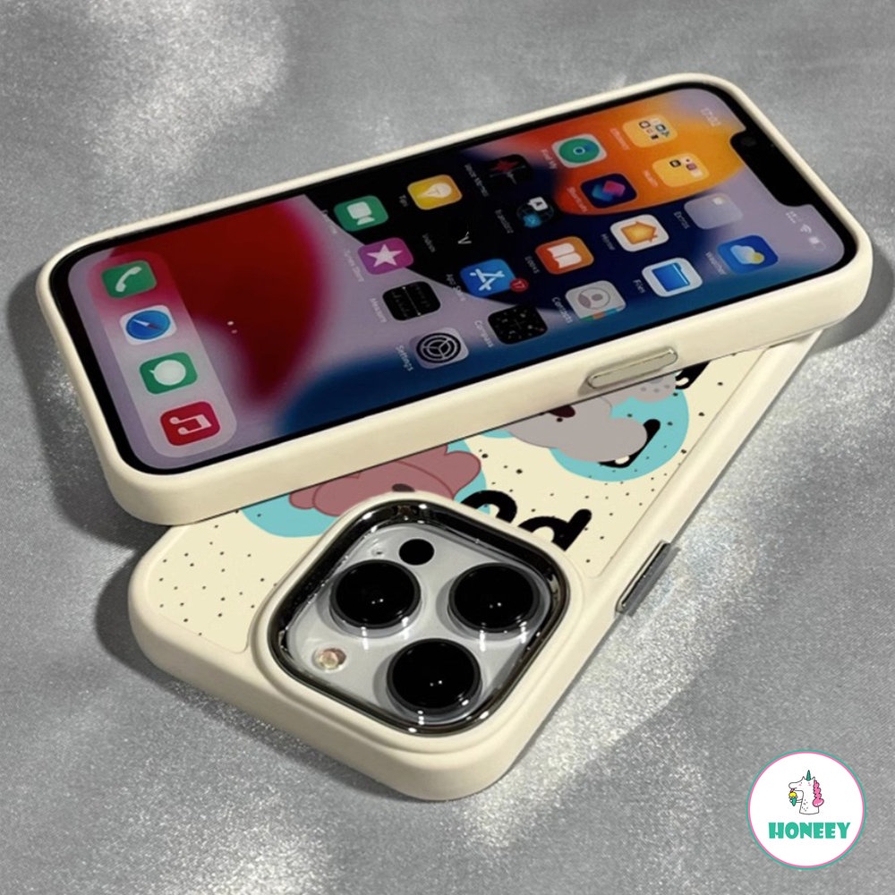 IPHONE Bingkai Logam Mewah Hati Biru Casing Puppy Untuk Apple14 Casing Ponsel Kompatibel Untuk Iphone13 12 11 Pro Max Koala Stand Lembut TPU Anti-Shock Back Cover