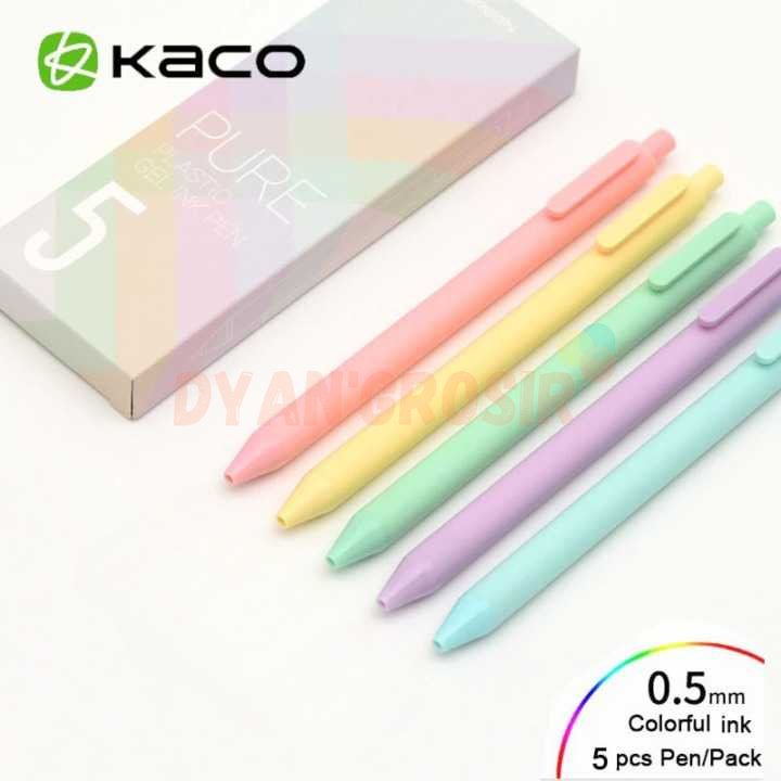 

KACO PURE Macaron Gel Pen Pena Pulpen 0.5mm 5 PCS Colorful - K1015