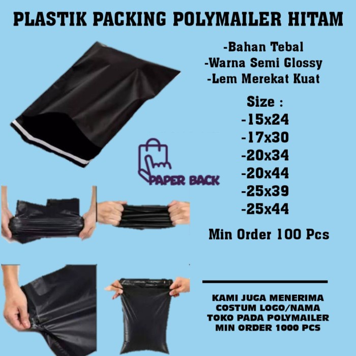 Plastik Polymailer Hitam / Packing Plastik Pengiriman Online Shop