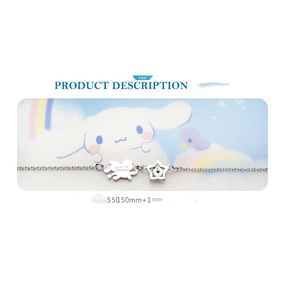 Sanrio Kawaii Siswa Cantik Cinnamoroll Batu Biru/Putih Gelang Desain Tinggi Yang Indah Gelang Hadiah Anniversary [ZK]