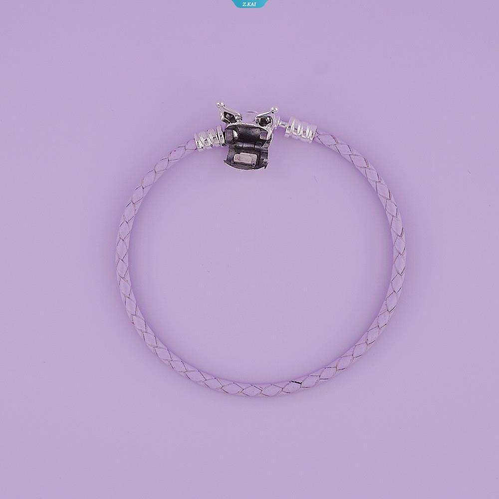 Sanrio Kawaii Ungu Muda Tali Kulit Kuromi Anyaman Leather Band Kartun Tali Rambut Pacar Pasangan Gelang Hair Loop [ZK]