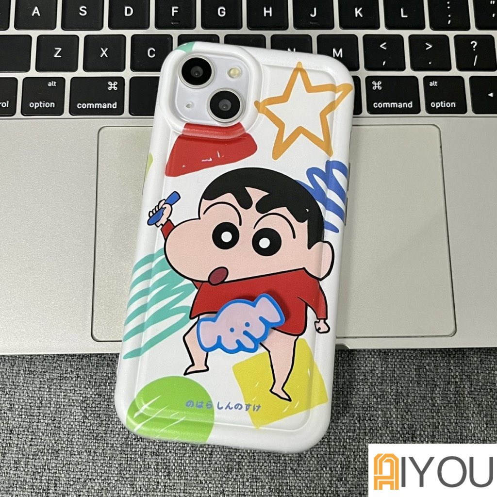 Iphone11 12 13 14 PRO MAX iPhone 14 iPhone 14 Pro Kartun Crayon Shin-chan Dengan Soft Case Popsocket