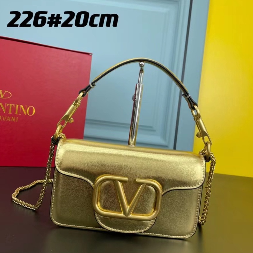 Original Genuine Valentino Feminine Mini Leather Leather Bag with Chain Shoulder Bag Messenger Bag S